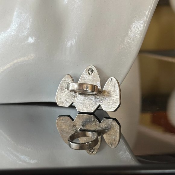 House of Harlow 1960 Triple Arrowhead & Pave Crystal Statement Ring Black Silver - Picture 10 of 16